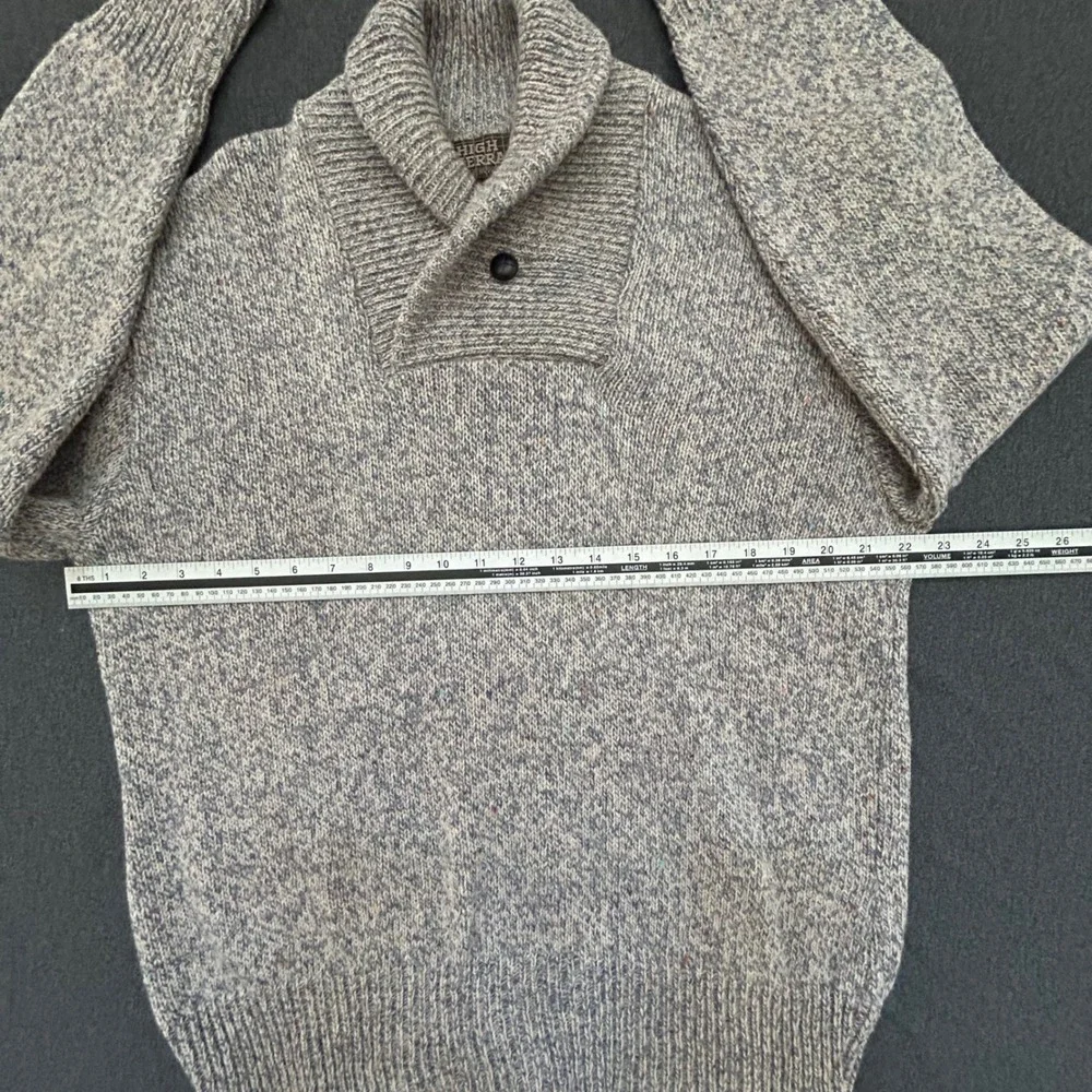 Vintage High Sierra Mervyn's Sweater Mens XL Wool USA Shawl Collar Gray Flecked
